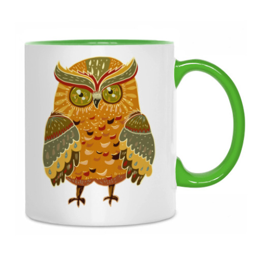 Кружка с принтом Яркая сова