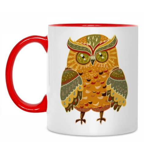 Кружка с принтом Яркая сова