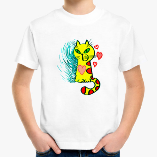 Детская футболка с принтом Кошка