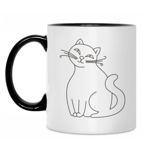 Кружка с принтом Для задумчивой кошки