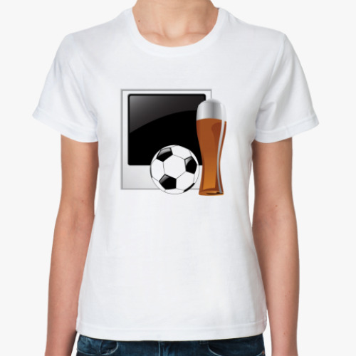 Классическая футболка с принтом Пиво и Футбол