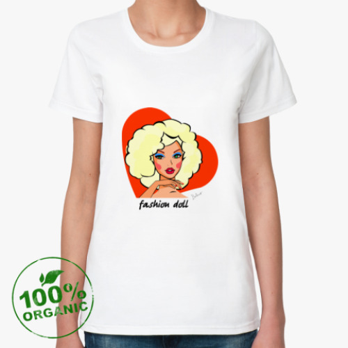 Женская футболка из органик-хлопка с принтом Девушка одуванчик