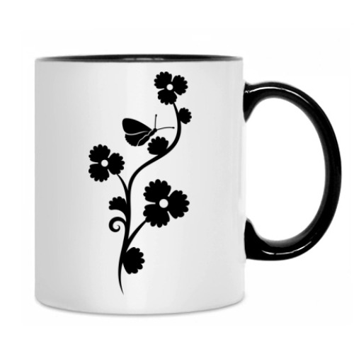 Кружка с принтом цветы