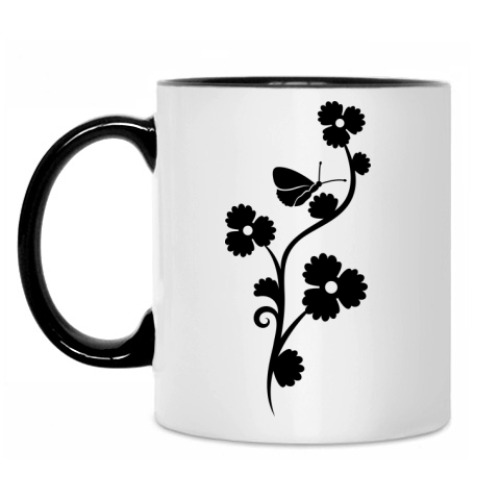 Кружка с принтом цветы