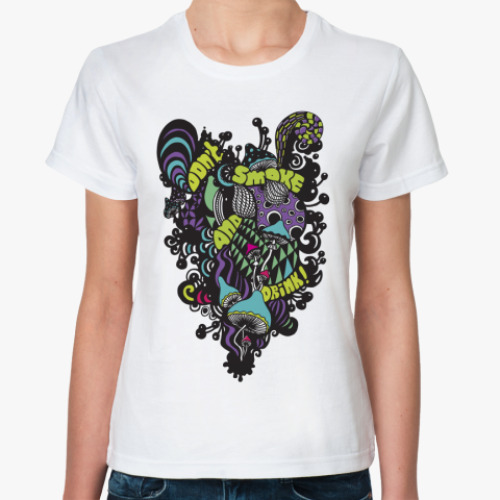 Классическая футболка с принтом dont smoke&drink