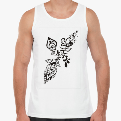 Майка с принтом Черный растительный узор