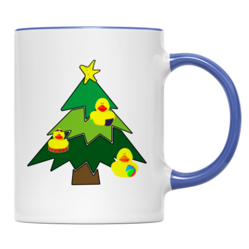 Кружка с принтом Новогодняя Уточка
