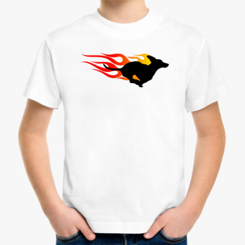 Детская футболка с принтом Dachshund In Flames