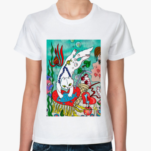 Классическая футболка с принтом Счастье есть!..и пить!