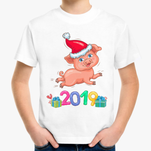 Детская футболка Новогодняя Свинка 2019