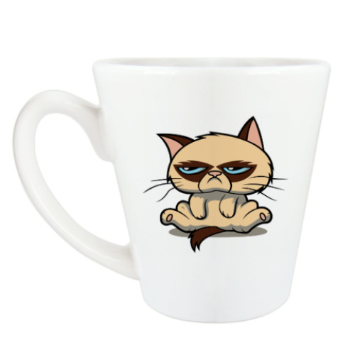 Чашка Латте с принтом Недовольный кот ( Grumpy cat )