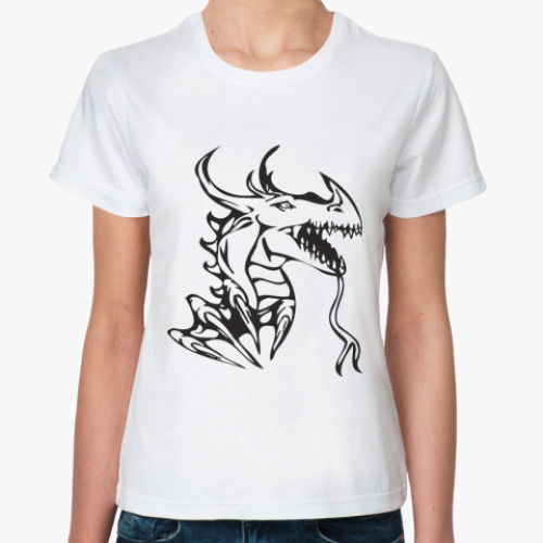 Классическая футболка с принтом дракон