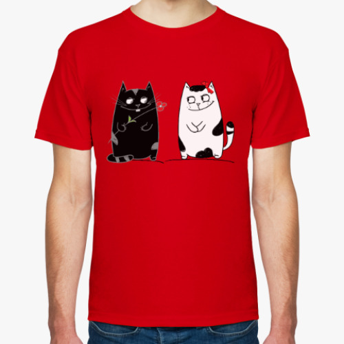 Футболка с принтом кот и кошка
