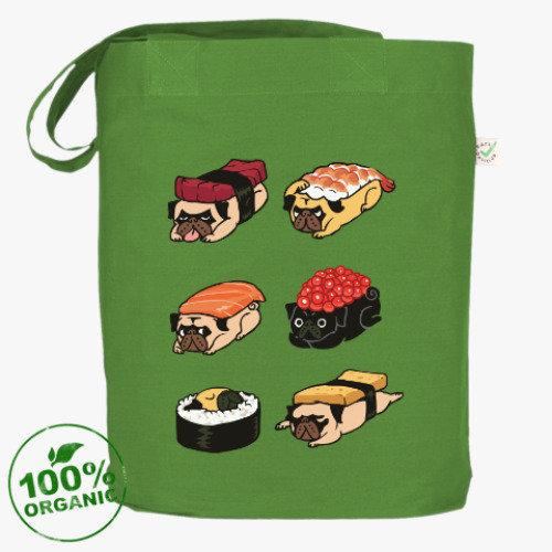 Сумка шоппер с принтом Суши мопс
