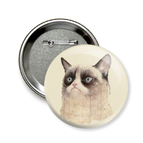 Значок 58мм Grumpy Cat / Сердитый Кот