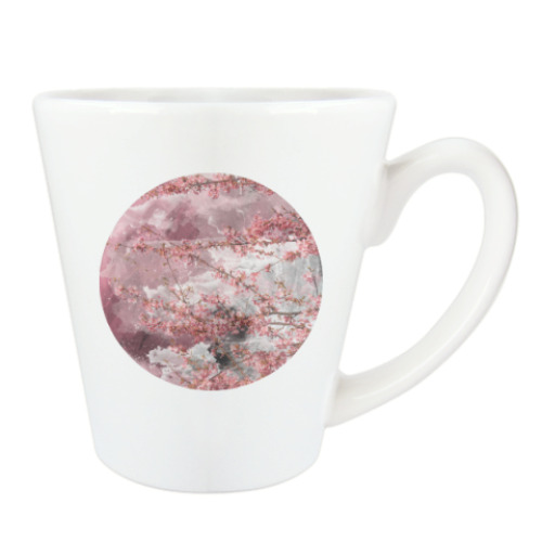 Чашка Латте с принтом Японская сакура весной