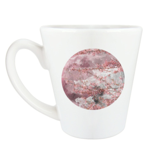Чашка Латте с принтом Японская сакура весной