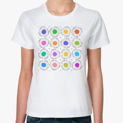 Классическая футболка Цветные кружочки с лучиками