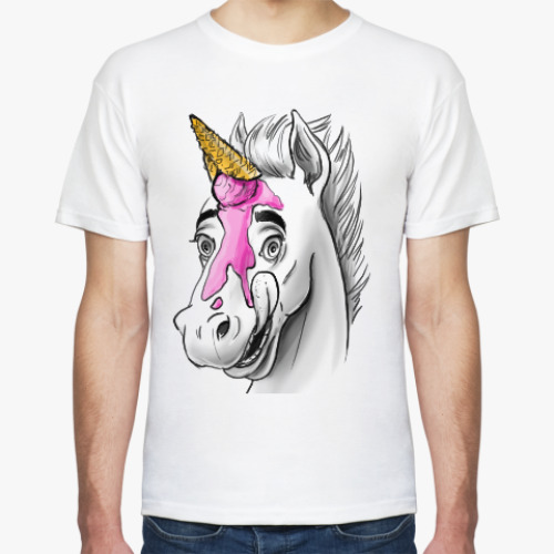 Футболка с принтом Лошадь с мороженым или веселый единорог