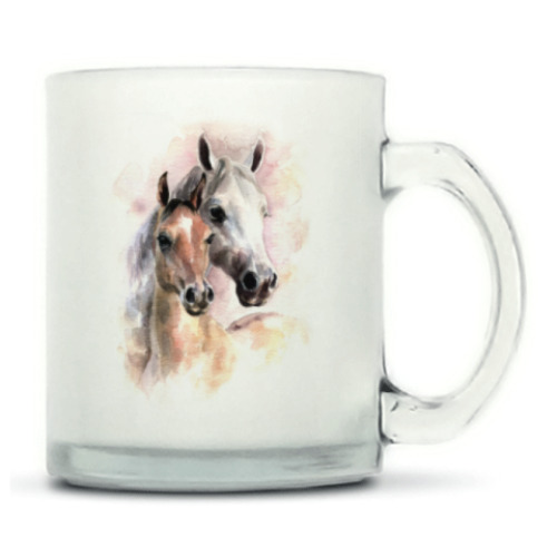 Кружка матовая с принтом Лошади