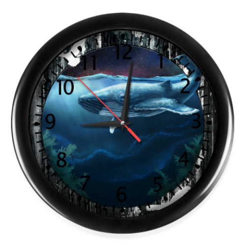 Настенные часы Любителям подводного мира, кит, водоросли, океан