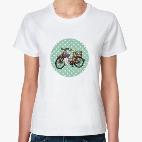 Классическая футболка Винтажный велосипед с цветами