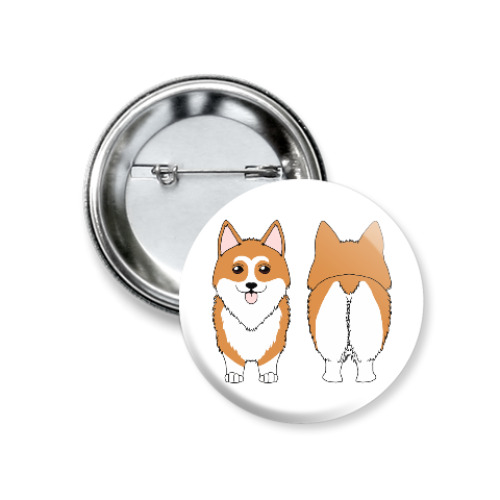 Значок 37мм с принтом Две Стороны Корги