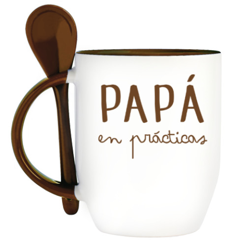 Кружка с ложкой с принтом Papá en prácticas