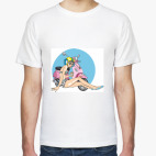 Классическая футболка розовый мопед