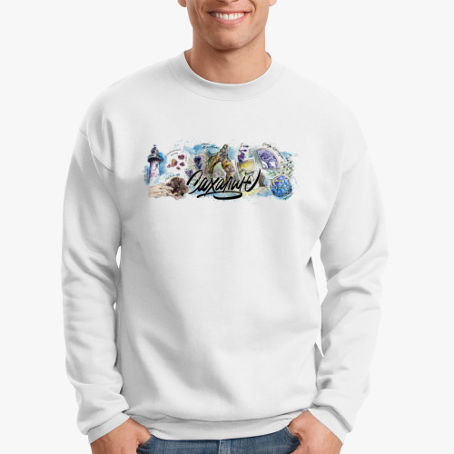 Свитшот с принтом Скетч с мысом Птичий Сахалин