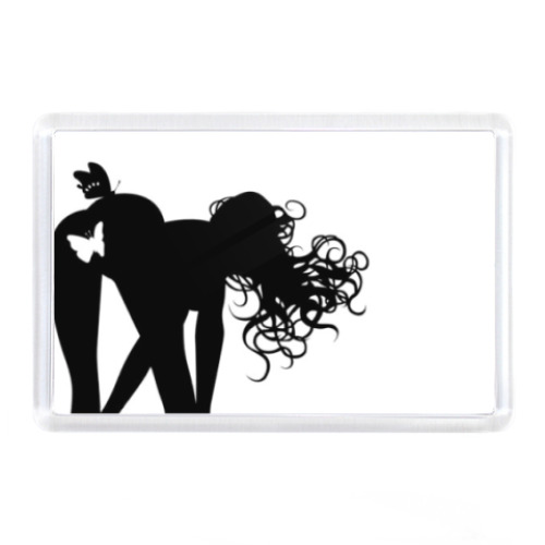 Магнит с принтом Силуэт и бабочка