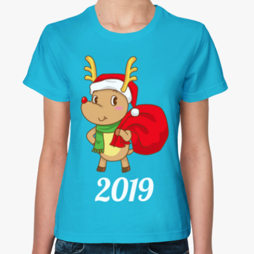 Женская футболка Олененок Санты 2019