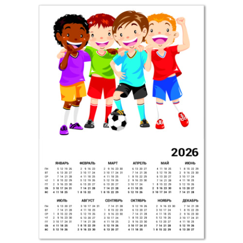 Календарь с принтом Футболисты