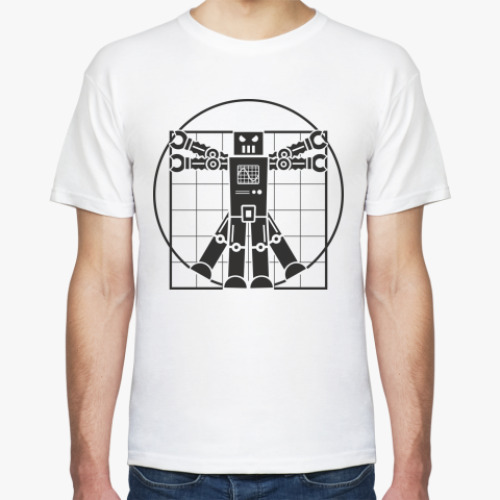 Футболка с принтом  Витрувианский робот