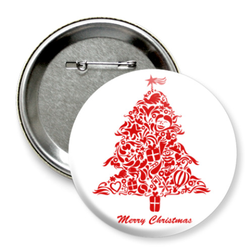 Значок 75мм с принтом   Елка