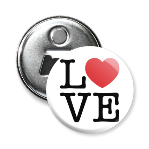 Магнит-открывашка с принтом LOVE