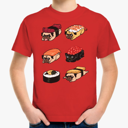 Детская футболка Суши мопс