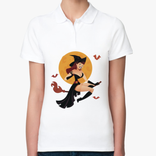 Женская рубашка поло (печать) Witch