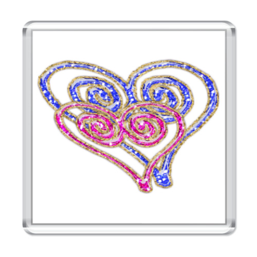 Магнит с принтом Два сердца