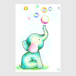 Милый слоник с мыльными пузырями