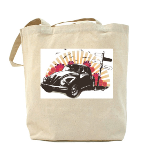 Сумка шоппер с принтом Ретро авто