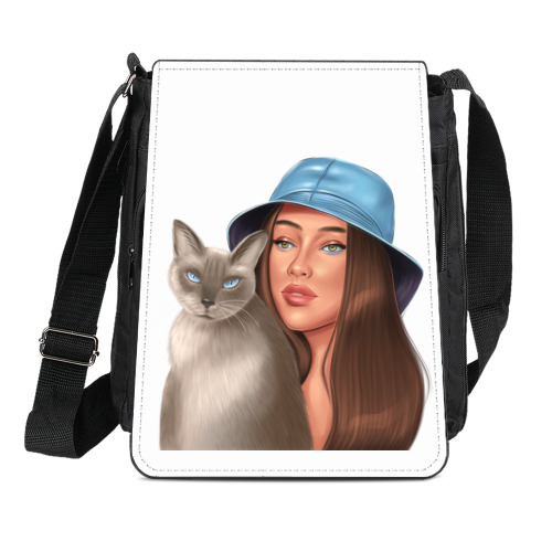 Сумка-планшет Арт «девушка с кошкой»