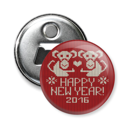 Магнит-открывашка Новогодние обезьянки 2016
