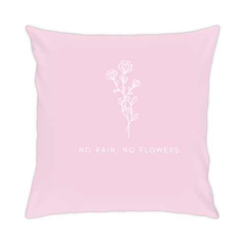 Подушка с принтом No rain, no flowers