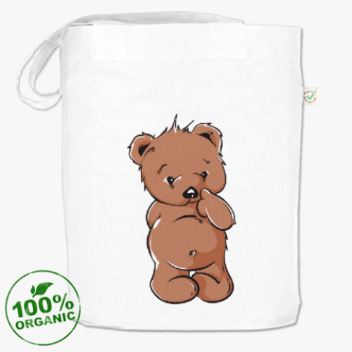 Сумка шоппер с принтом Стеснительный  медведь