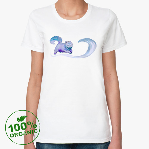 Женская футболка из органик-хлопка с принтом "Кошка"