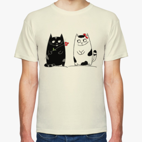 Футболка с принтом кот и кошка