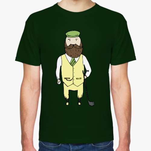 Футболка с принтом Джентльмен с клюшкой для гольфа