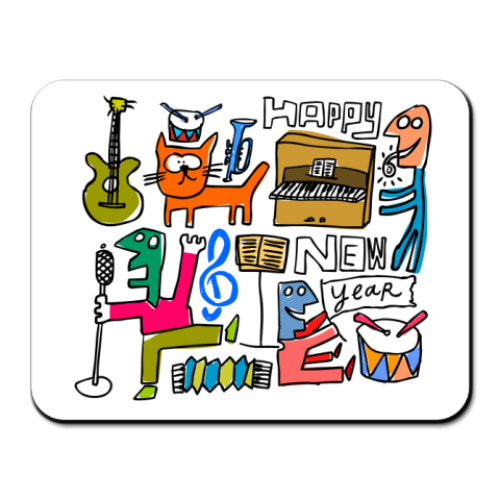 Коврик для мыши с принтом С новым Котом!