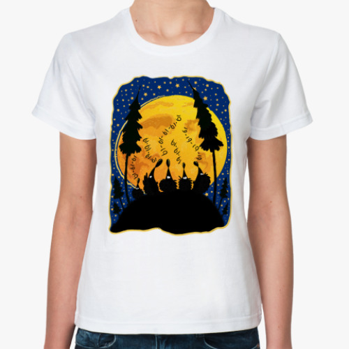 Классическая футболка  Ежики и Луна